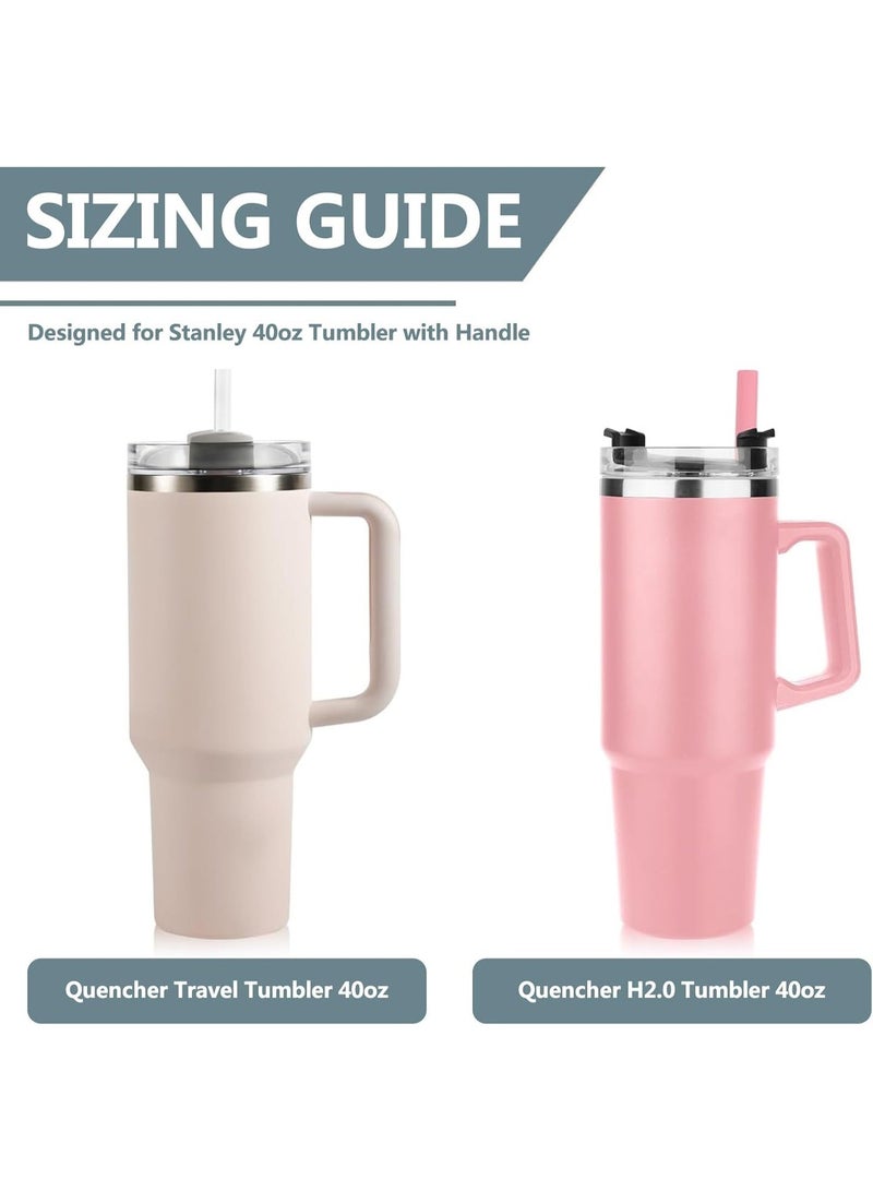 بيوينتي وعاء وجبات خفيفة مع غطاء مخصص لكوب ستانلي 40 أونصة ذي المقبض، صينية سيليكون ملحقة تقديم الوجبات، مناسبة لحامل الأكواب في السيارة أو للاستخدام الخارجي، باللون الكريمي - Image 4